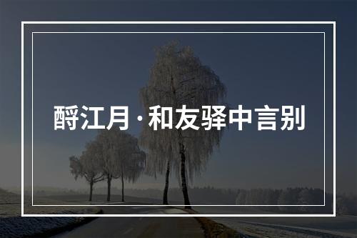 酹江月·和友驿中言别
